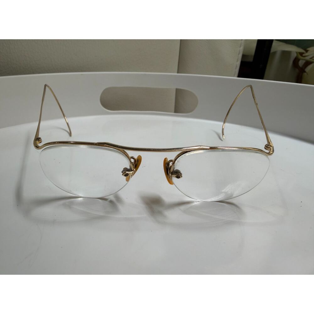 Vintage Bausch & Lomb Semi Rimless Eyeglasses B&L 1/10 12K GF Gold Filled Cable